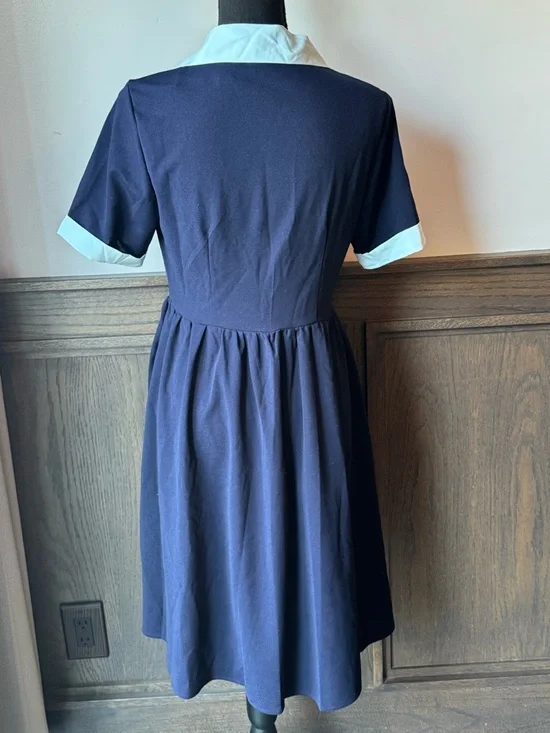 Odizli women’s Navy Blue Sailor Dress with Light Blue Accents small NWT - Picture 3 of 7